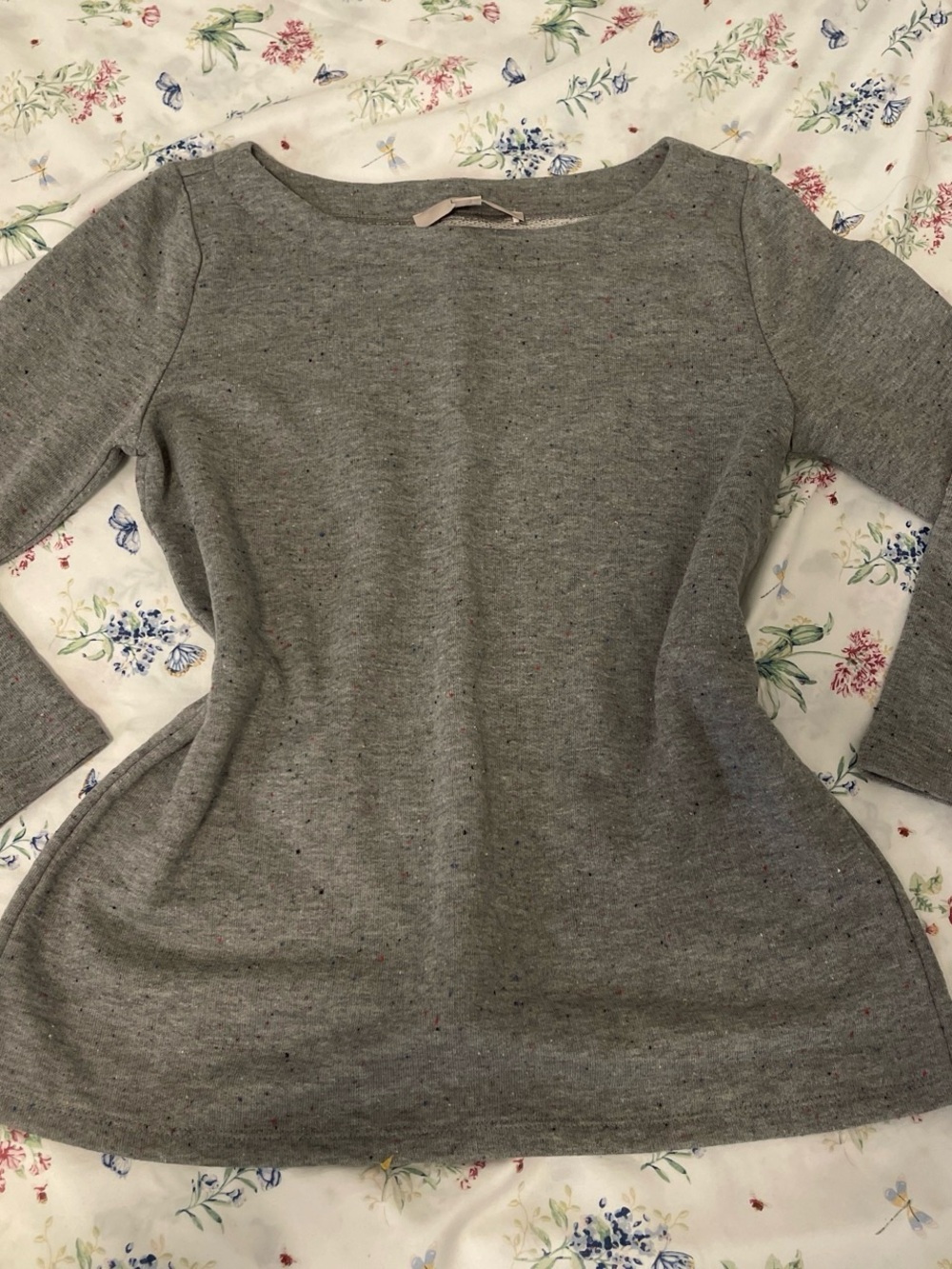 LOFT Gray Speckled Knit Top